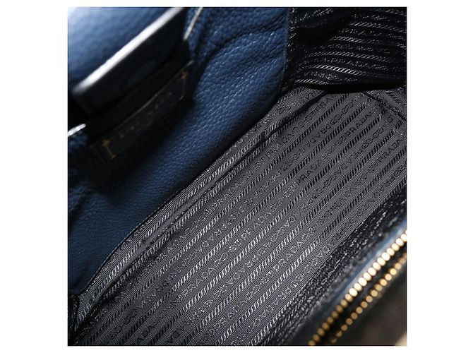 Bolso de hombro de cuero azul marino Prada - vista 3