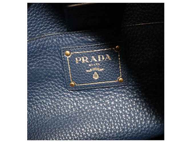 Bolso de hombro de cuero azul marino Prada - vista 4