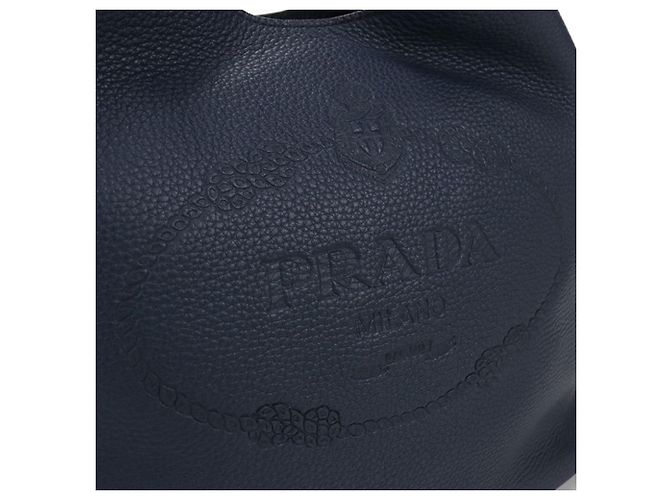 Bolso de hombro de cuero azul marino Prada - vista 5