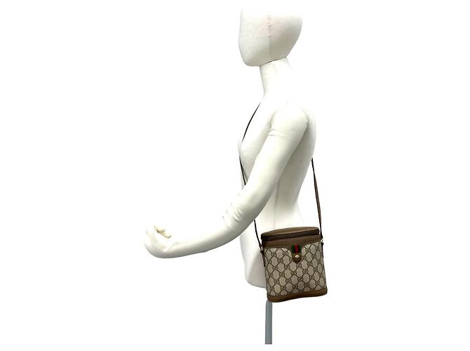 Mini borsa a tracolla Gucci Old Sherry Line Marrone Rosso Verde - vista 2