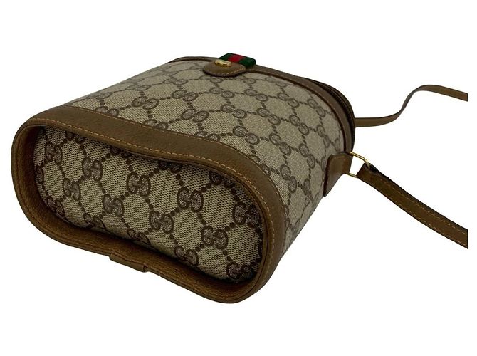 Mini borsa a tracolla Gucci Old Sherry Line Marrone Rosso Verde - vista 8