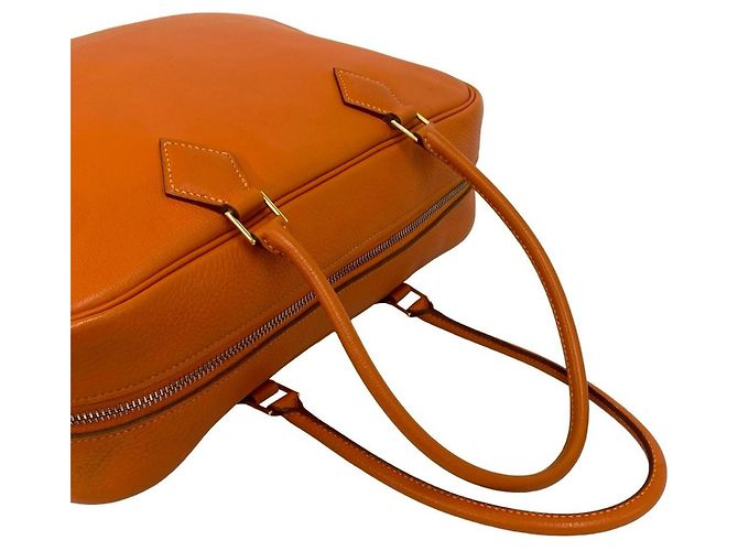 Hermès Borsa Hermes Plume 32 in pelle Veau Gulliver Arancione - vista 4