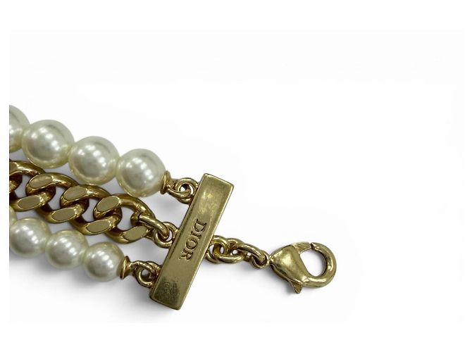 Bracelet Christian Dior Montaigne 30 Toronto avec logo en métal et perles de faux aspect ruban Doré - vue 6