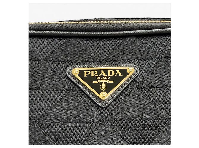 Borsa a tracolla Prada 2VH069 in pelle jacquard con logo triangolo Brick Nero - vista 10