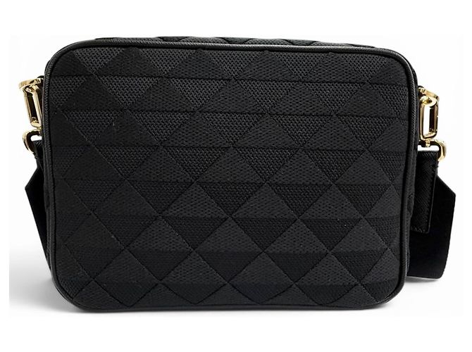 Borsa a tracolla Prada 2VH069 in pelle jacquard con logo triangolo Brick Nero - vista 4
