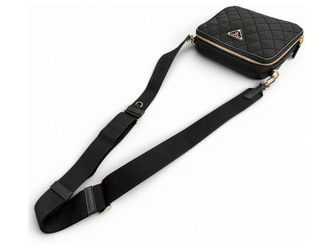 Borsa a tracolla Prada 2VH069 in pelle jacquard con logo triangolo Brick Nero - vista 5