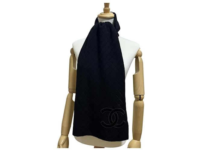 Étole Chanel en laine noire Coco Mark - vue 2