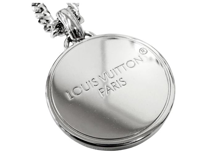 Collana con pendente Louis Vuitton Damier Staple Argento - vista 4