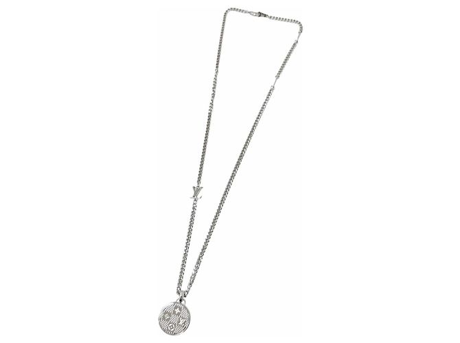 Collana con pendente Louis Vuitton Damier Staple Argento - vista 5