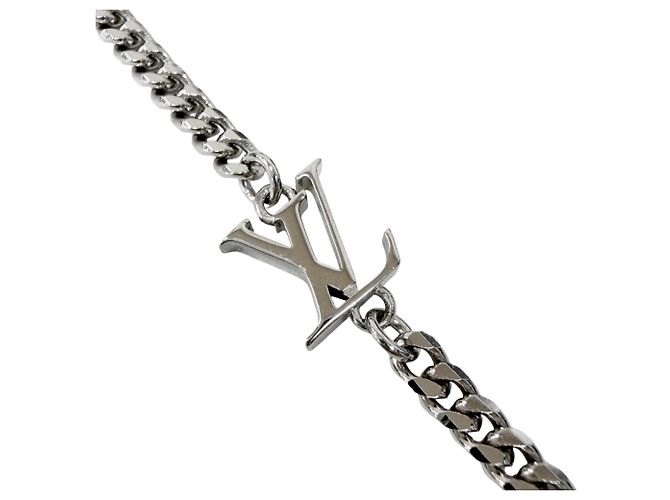 Collana con pendente Louis Vuitton Damier Staple Argento - vista 7