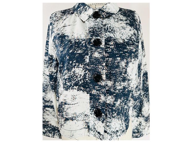 Autre Marque Aligne Giacca Corta Stampata Bianco Blu scuro - vista 2
