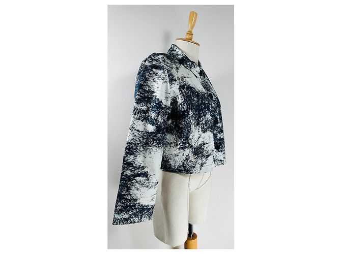 Autre Marque Aligne Giacca Corta Stampata Bianco Blu scuro - vista 3