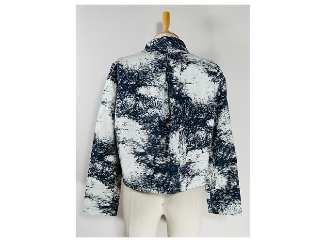 Autre Marque Aligne Giacca Corta Stampata Bianco Blu scuro - vista 4