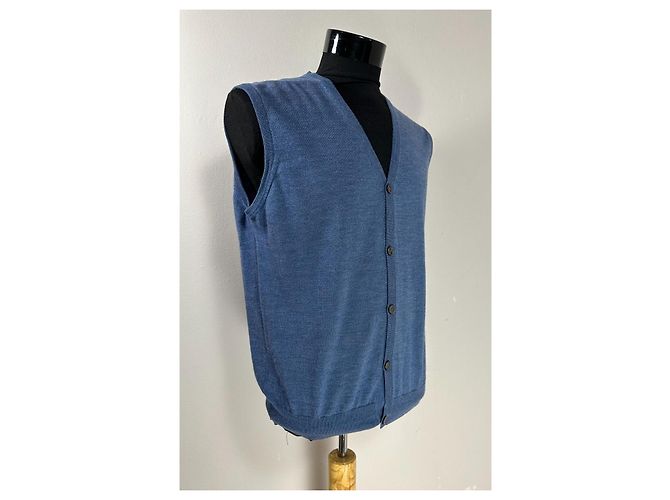 Autre Marque Boggi Milano V-Ausschnitt Weste Blau - Ansicht 2