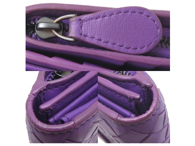 Cartera larga de cuero morado Bottega Veneta Púrpura - vista 10