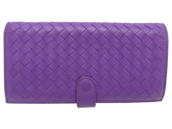 Cartera larga de cuero morado Bottega Veneta Púrpura - vista 2