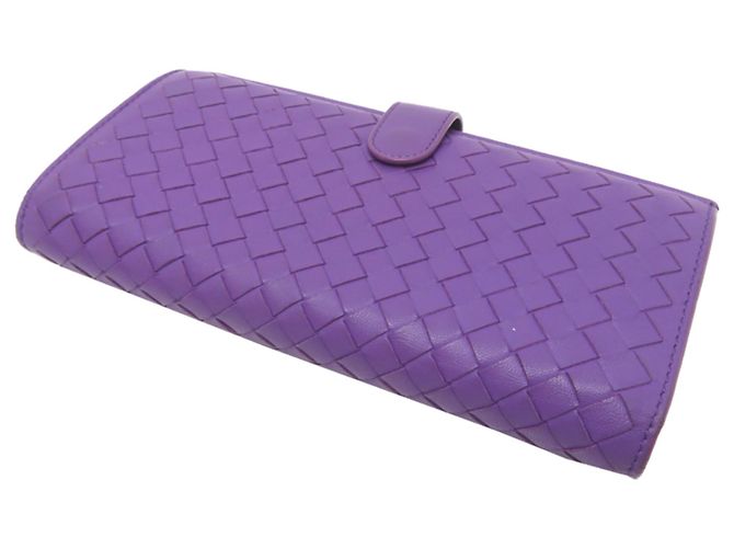 Cartera larga de cuero morado Bottega Veneta Púrpura - vista 4