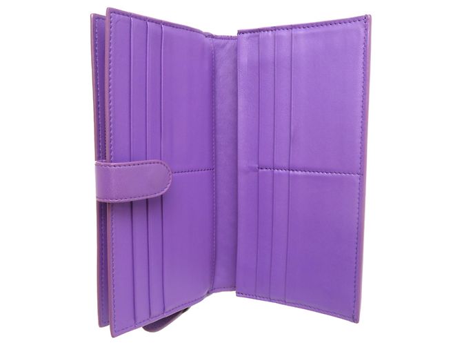 Cartera larga de cuero morado Bottega Veneta Púrpura - vista 5