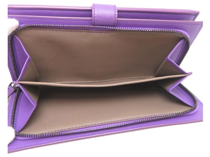 Cartera larga de cuero morado Bottega Veneta Púrpura - vista 7