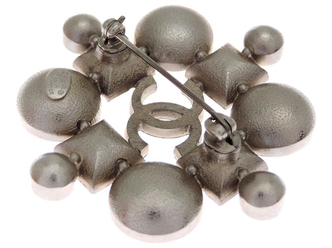 Chanel Coco Mark Rhinestone Brooch Silvery - view 3