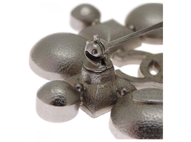 Chanel Coco Mark Rhinestone Brooch Silvery - view 6