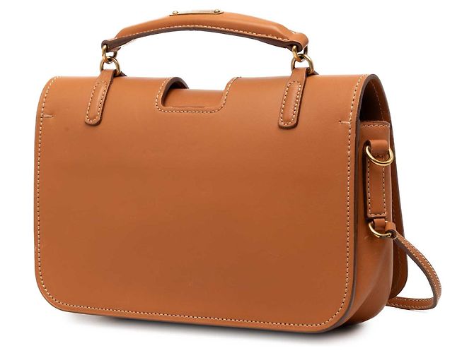 Borsa Messenger Charlotte in agnello marrone di medie dimensioni Saint Laurent Caramello - vista 2