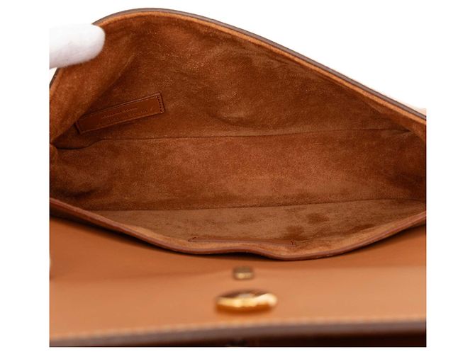 Borsa Messenger Charlotte in agnello marrone di medie dimensioni Saint Laurent Caramello - vista 4