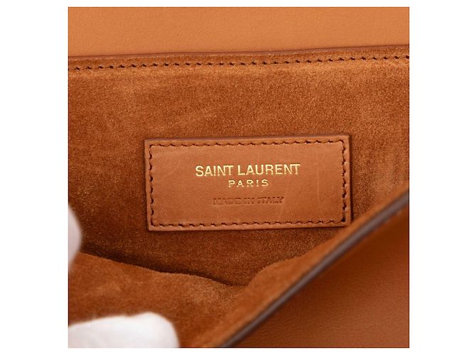 Borsa Messenger Charlotte in agnello marrone di medie dimensioni Saint Laurent Caramello - vista 5