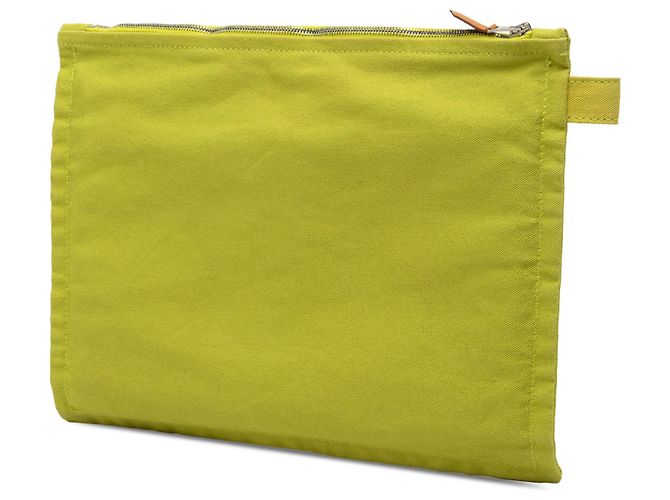 Pochette con zip Hermès Green Toile Bora Bora GM D'oro Verde - vista 2