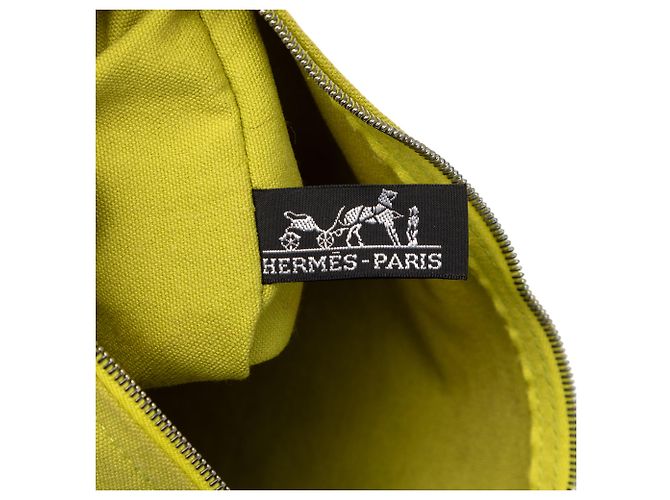 Pochette con zip Hermès Green Toile Bora Bora GM D'oro Verde - vista 5