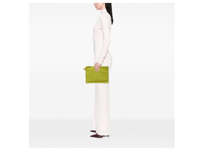 Pochette con zip Hermès Green Toile Bora Bora GM D'oro Verde - vista 6