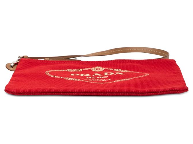 Prada Rote Canapa Canvas Logo Wristlet Pouch - Ansicht 3