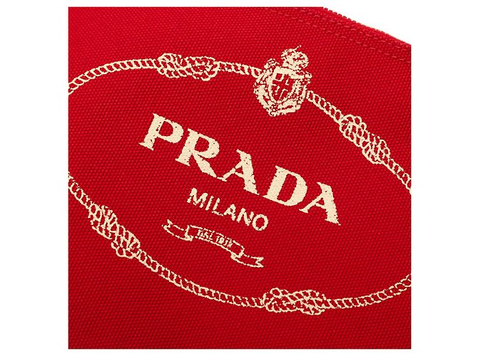 Prada Rote Canapa Canvas Logo Wristlet Pouch - Ansicht 5