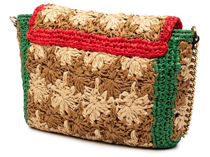 Gucci Beige Small GG Marmont Raffia Crossbody - vista 2