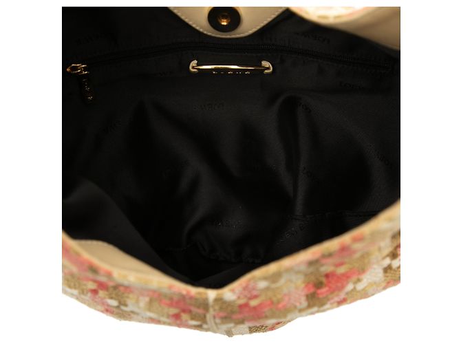LOEWE Borsa Hobo in Tweed Beige con Motivo Pied-de-Poule - vista 4