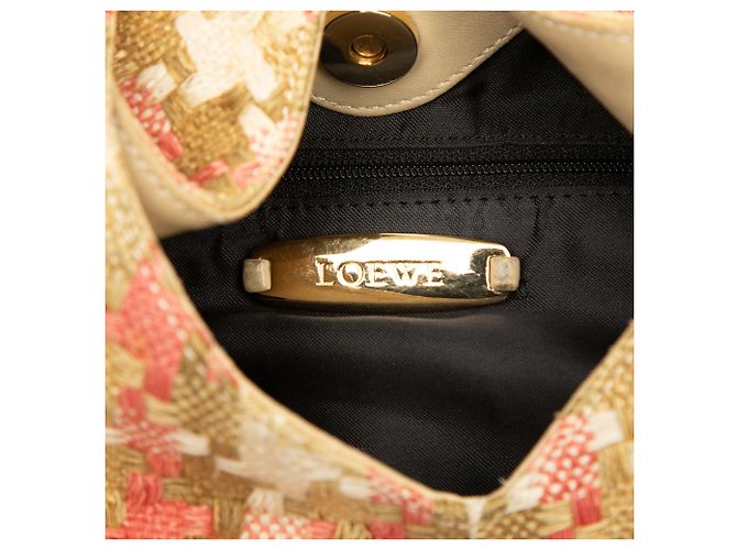 LOEWE Borsa Hobo in Tweed Beige con Motivo Pied-de-Poule - vista 5