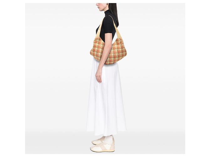 LOEWE Borsa Hobo in Tweed Beige con Motivo Pied-de-Poule - vista 6