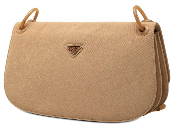 Borsa a tracolla con catena in resina e tela marrone Prada Marrone chiaro - vista 2