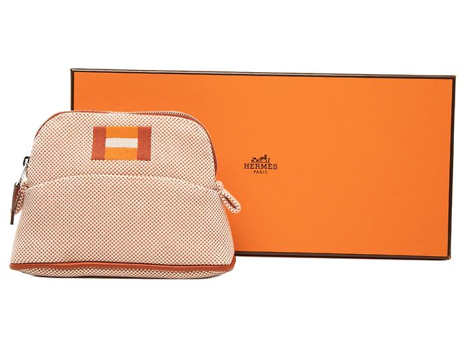 Custodia Bolide Mini in cotone arancione Hermès - vista 7