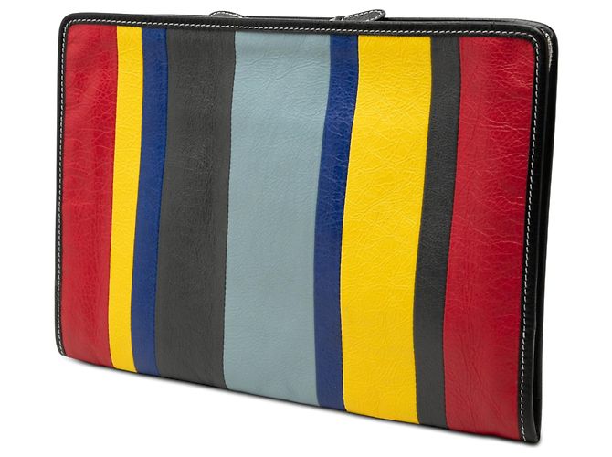 Clutch Bazar a righe in agnello multicolore Balenciaga - vista 2