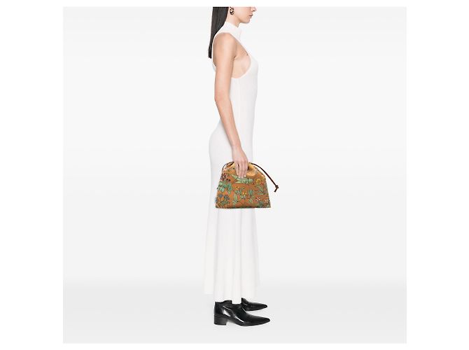 Pochette con coulisse LOEWE Orange Canvas Floral Print - vista 6
