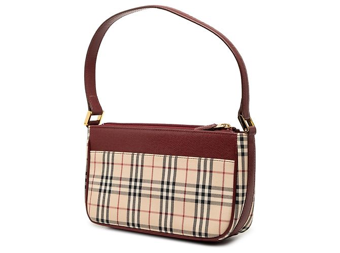 Borsa a tracolla in tela Burberry Beige House Check - vista 2