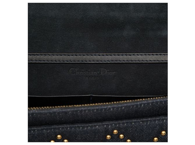 Portafoglio con catena DiorAddict in denim blu con cannage e borchie Dior Blu navy - vista 5