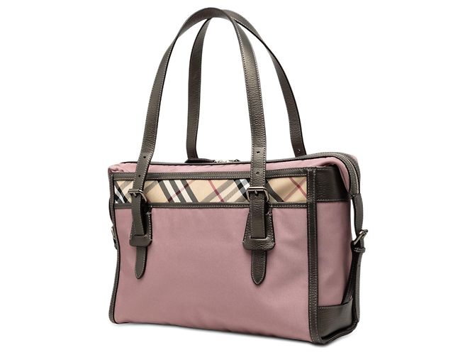 Tote de lona Burberry rosa com padrão Nova Check e acabamento em couro - vista 2