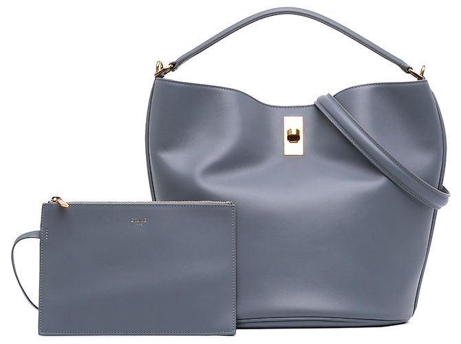 Céline Celine Bucket 16 aus glattem Kalbsleder in Grau Größe Medium Braun Anthrazitgrau - Ansicht 7
