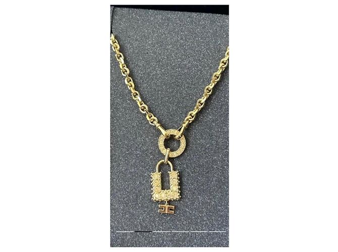 Collana Elisabetta Franchi color oro con pendente a lucchetto D'oro - vista 2