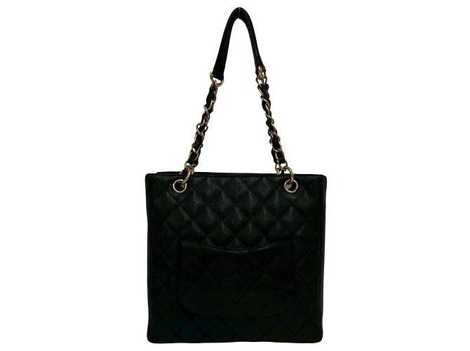 Chanel PST Coco Mark Caviar Leder Umhängetasche mit Kette Schwarz - Ansicht 3