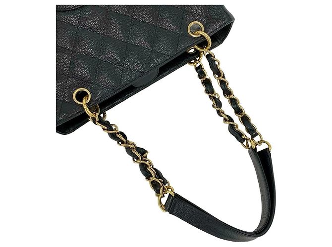 Chanel PST Coco Mark Caviar Leder Umhängetasche mit Kette Schwarz - Ansicht 4