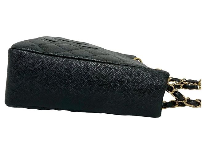 Chanel PST Coco Mark Caviar Leder Umhängetasche mit Kette Schwarz - Ansicht 6