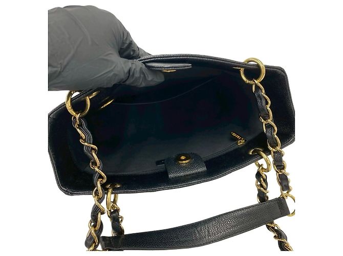 Chanel PST Coco Mark Caviar Leder Umhängetasche mit Kette Schwarz - Ansicht 9